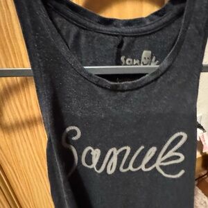 Sanuk Black Tank with Light Gray Script Logo